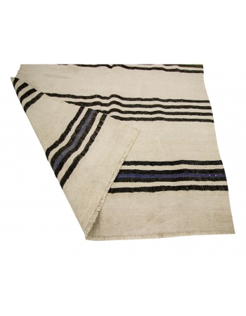 Striped Decorative Vintage Hemp Rug - 4`3" x 9`0"