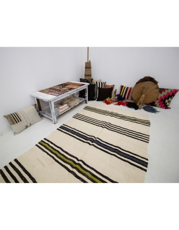 Striped Decorative Vintage Hemp Rug - 4`3" x 9`0"