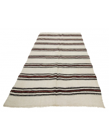 Vintage Striped Hemp Kilim Rug - 4`9" x 7`9"