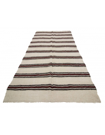 Striped Hemp Vintage Kilim Rug - 4`9" x 9`4"