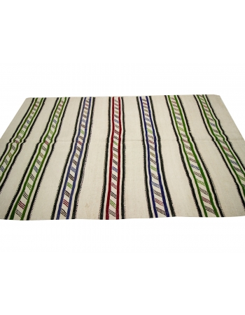 Striped Vintage Hemp Turkish Kilim - 4`11" x 9`0"