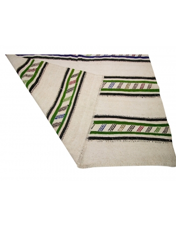 Striped Vintage Hemp Turkish Kilim - 4`11" x 9`0"