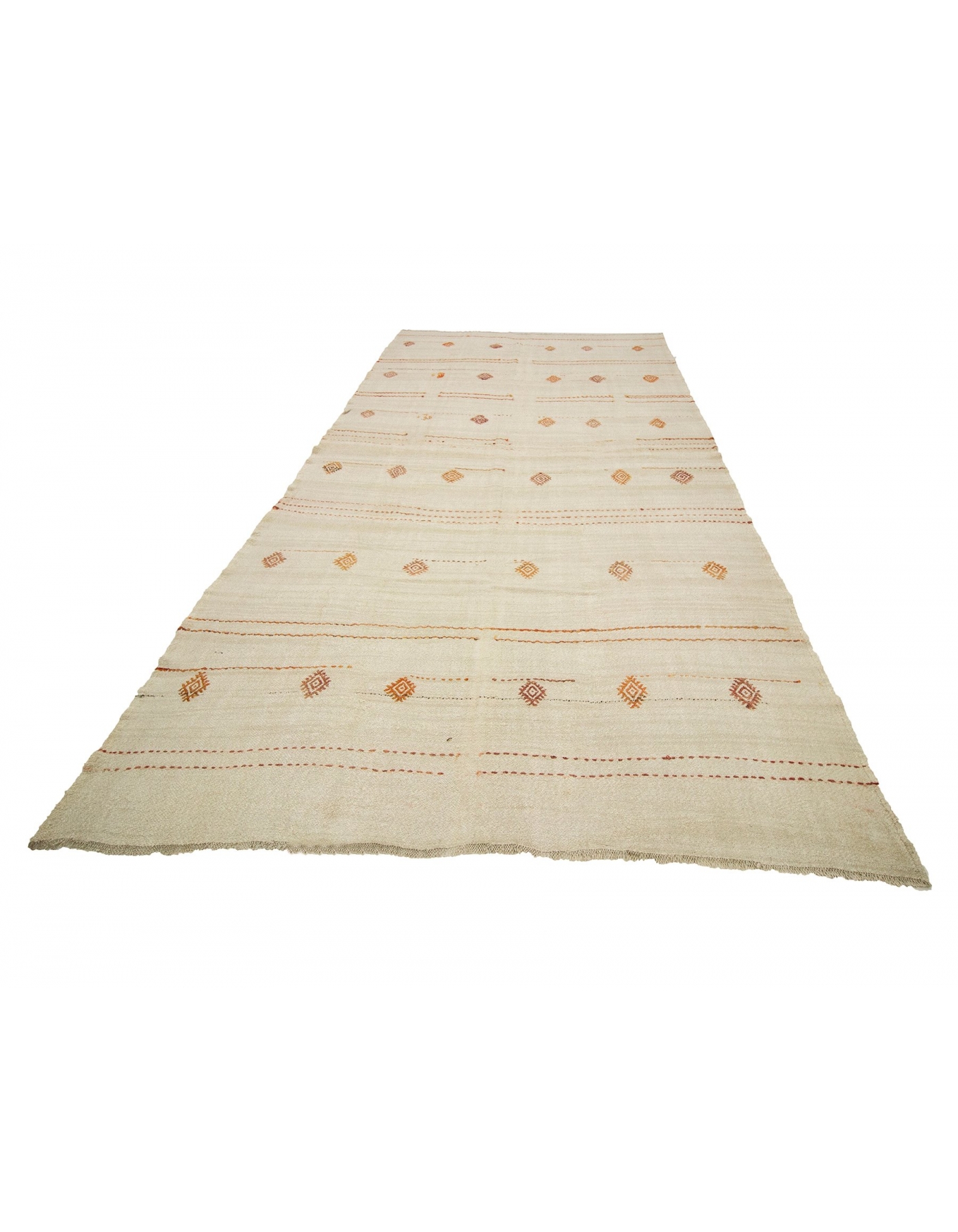 Embroidered Vintage Hemp Kilim Rug