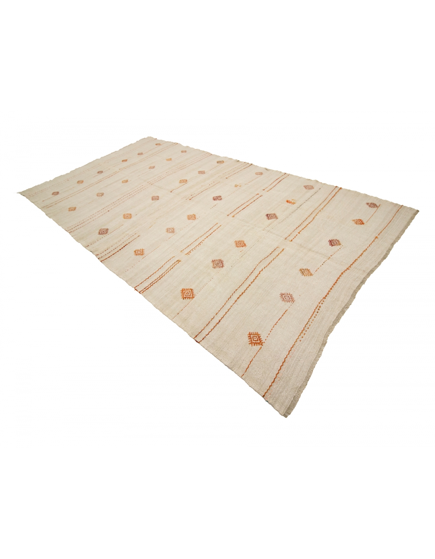 Embroidered Vintage Hemp Kilim Rug