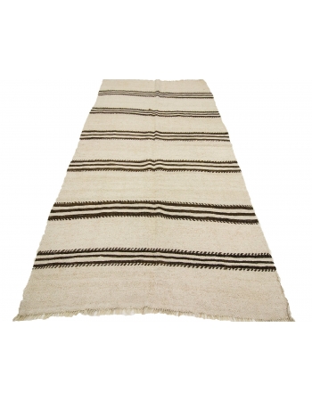 Vintage Hemp Striped Kilim Rug - 4`3" x 8`6"