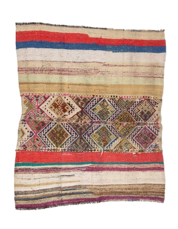 Decorative Vintage Turkish Kilim Rug - 4`7" x 5`3"