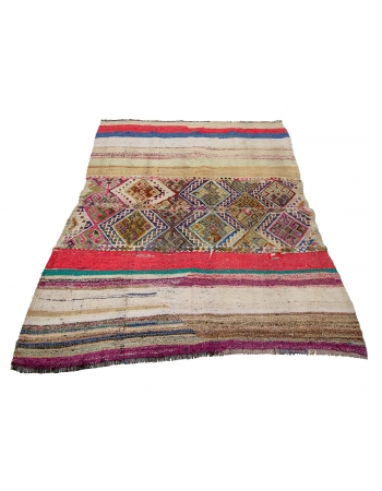 Decorative Vintage Turkish Kilim Rug - 4`7" x 5`3"