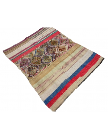 Decorative Vintage Turkish Kilim Rug - 4`7" x 5`3"