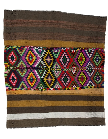 Colorful Vintage Decorative Small Kilim - 4`7" x 5`5"