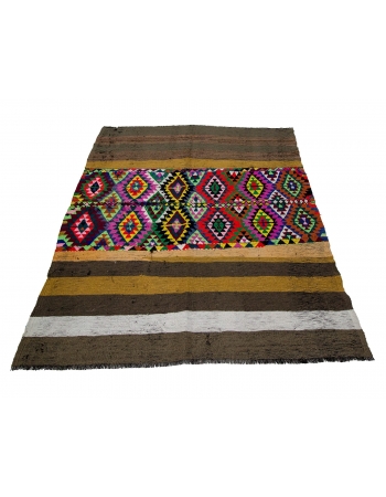 Colorful Vintage Decorative Small Kilim - 4`7" x 5`5"