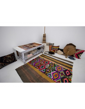 Colorful Vintage Decorative Small Kilim - 4`7" x 5`5"