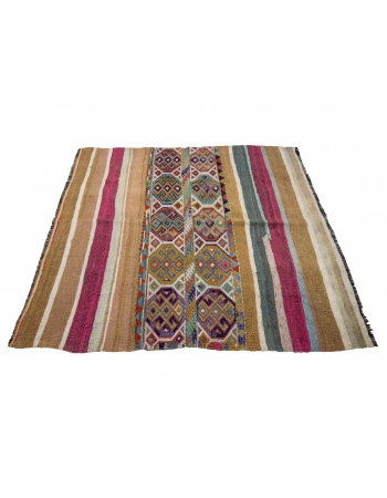 Vintage Colorful Decorative Small Kilim - 4`5" x 5`5"