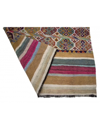 Vintage Colorful Decorative Small Kilim - 4`5" x 5`5"