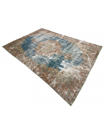 Distressed Vintage Turkish Oushak Rug - 6`5" x 9`8"