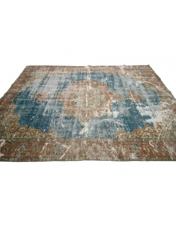 Distressed Vintage Turkish Oushak Rug - 6`5" x 9`8"