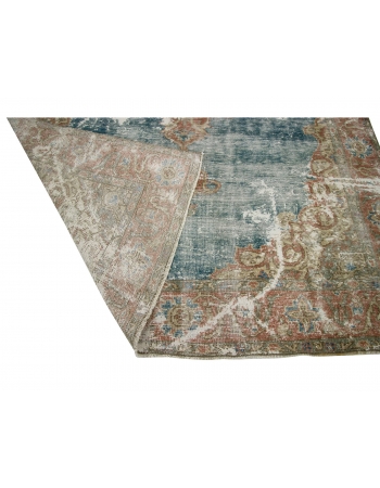 Distressed Vintage Turkish Oushak Rug - 6`5" x 9`8"