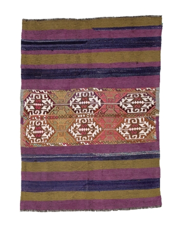 Unique Vintage Small Kilim Rug - 4`2" x 5`11"