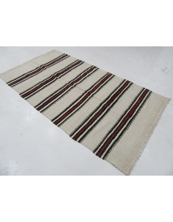 Striped Vintage Hemp Kilim Rug - 4`3" x 7`10"