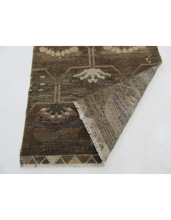 Vintage Brown Turkish Kars Runner Rug - 3`0" x 11`6"