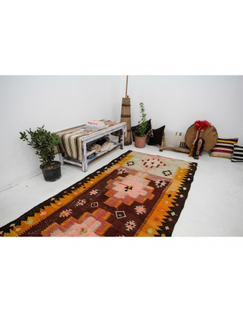 Decorative Vintage Turkish Kilim Rug - 4`1" x 11`4"