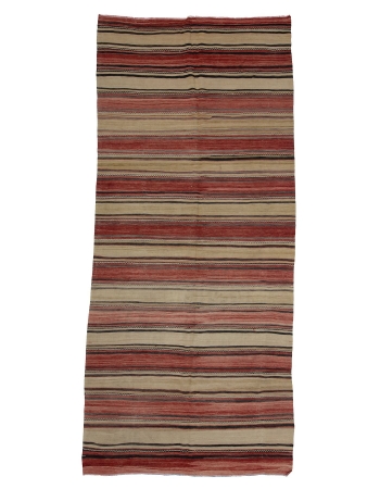 Striped Vintage Wool Kilim Rug - 5`7" x 12`6"