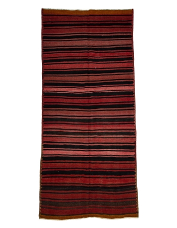 Striped Wool Vintage Kilim Rug - 5`0" x 11`0"