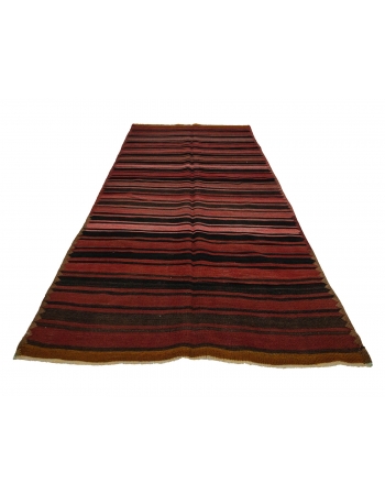 Striped Wool Vintage Kilim Rug - 5`0" x 11`0"