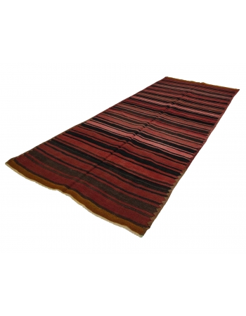 Striped Wool Vintage Kilim Rug - 5`0" x 11`0"