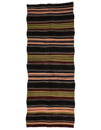 Vintage Striped Turkish Kilim Rug - 4`10" x 12`6"