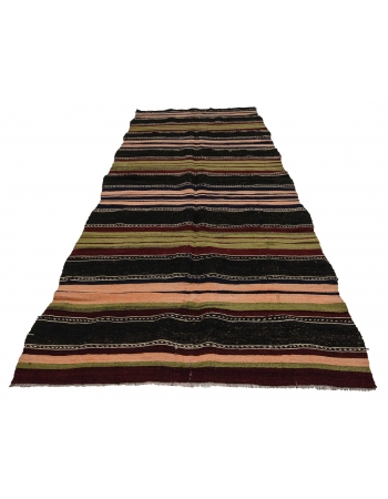 Vintage Striped Turkish Kilim Rug - 4`10" x 12`6"