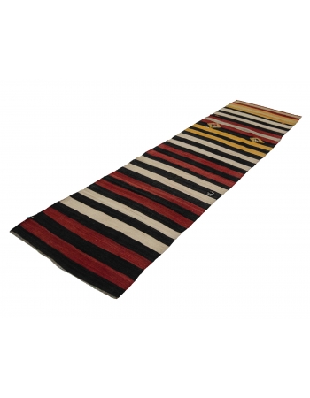 Striped Vintage Kilim Runner - 2`10" x 9`10"