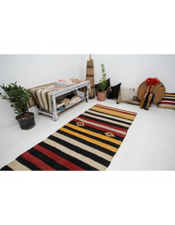 Striped Vintage Kilim Runner - 2`10" x 9`10"