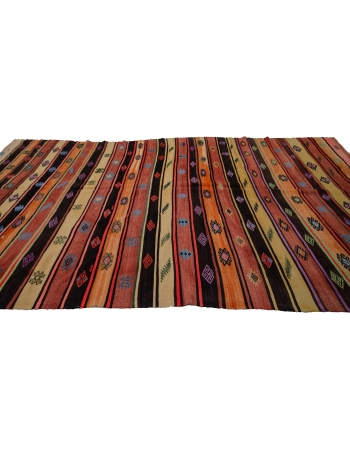 Colorful Striped Vintage Kilim Rug - 6`8" x 11`8"