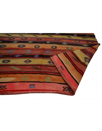 Colorful Striped Vintage Kilim Rug - 6`8" x 11`8"