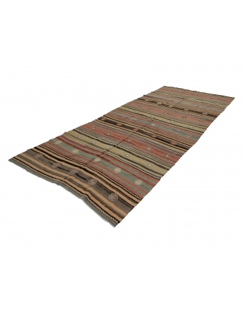 Striped Vintage Wool Turkish Kilim - 5`0" x 10`6"