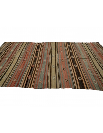 Striped Vintage Wool Turkish Kilim - 5`0" x 10`6"
