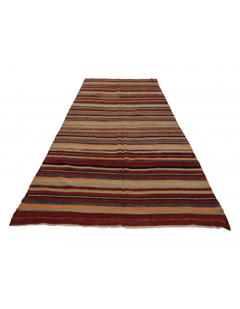 Striped Vintage Wool Kilim Rug - 5`0" x 11`2"