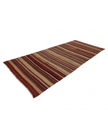 Striped Vintage Wool Kilim Rug - 5`0" x 11`2"