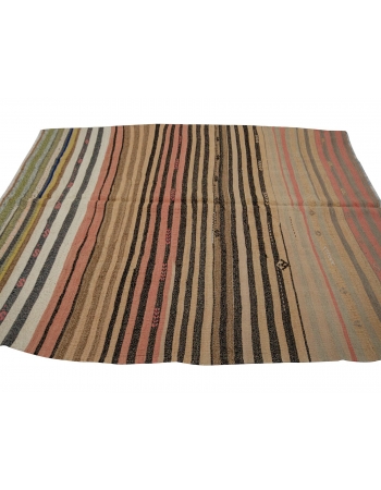 Striped Wool Vintage Kilim Rug - 5`10" x 7`7"