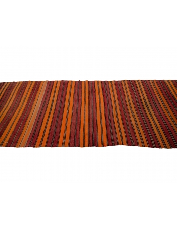 Orange Striped Vintage Kilim Runner - 3`5" x 11`4"