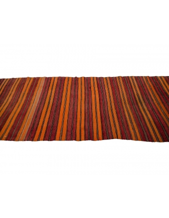 Orange Striped Vintage Kilim Runner - 3`5" x 11`4"