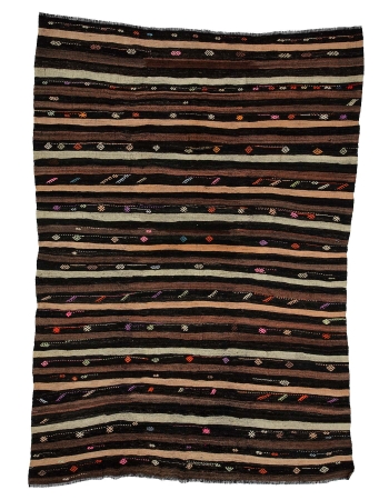 Striped Goat Hair Vintage Kilim Rug - 7`0" x 10`0"