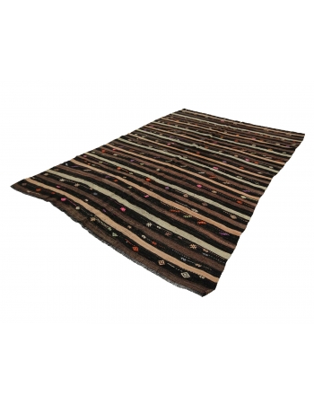 Striped Goat Hair Vintage Kilim Rug - 7`0" x 10`0"