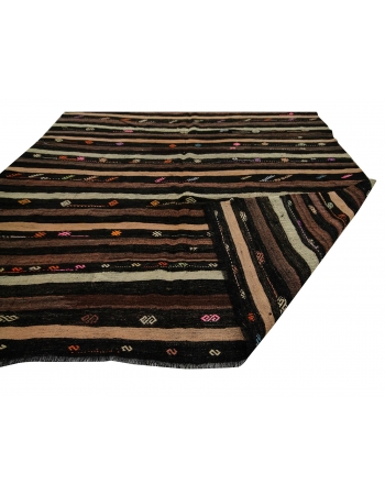 Striped Goat Hair Vintage Kilim Rug - 7`0" x 10`0"