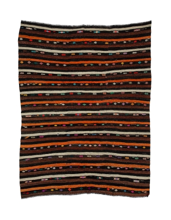 Striped Vintage Goat Hair Kilim Rug - 7`8" x 10`2"