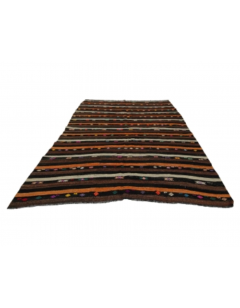 Striped Vintage Goat Hair Kilim Rug - 7`8" x 10`2"