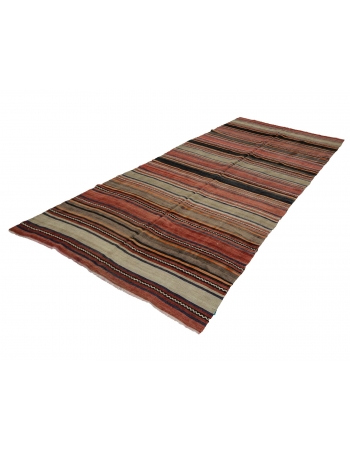 Striped Wool Vintage Kilim Rug - 5`4" x 10`4"