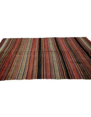 Striped Wool Vintage Kilim Rug - 5`4" x 10`4"