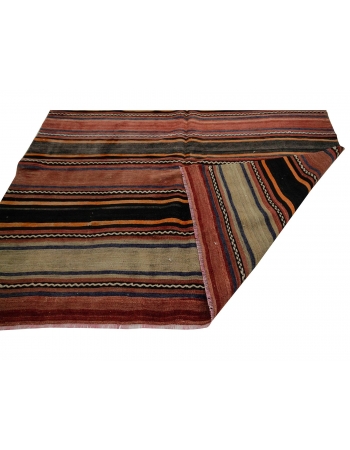 Striped Wool Vintage Kilim Rug - 5`4" x 10`4"