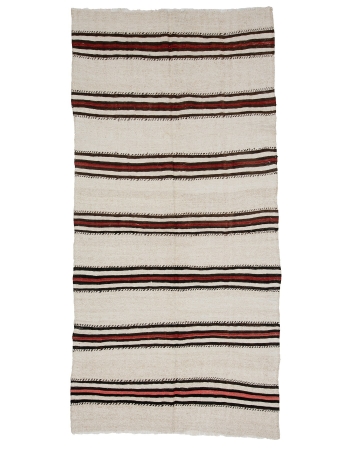 Striped Vintage Turkish Hemp Kilim Rug - 4`3" x 8`5"